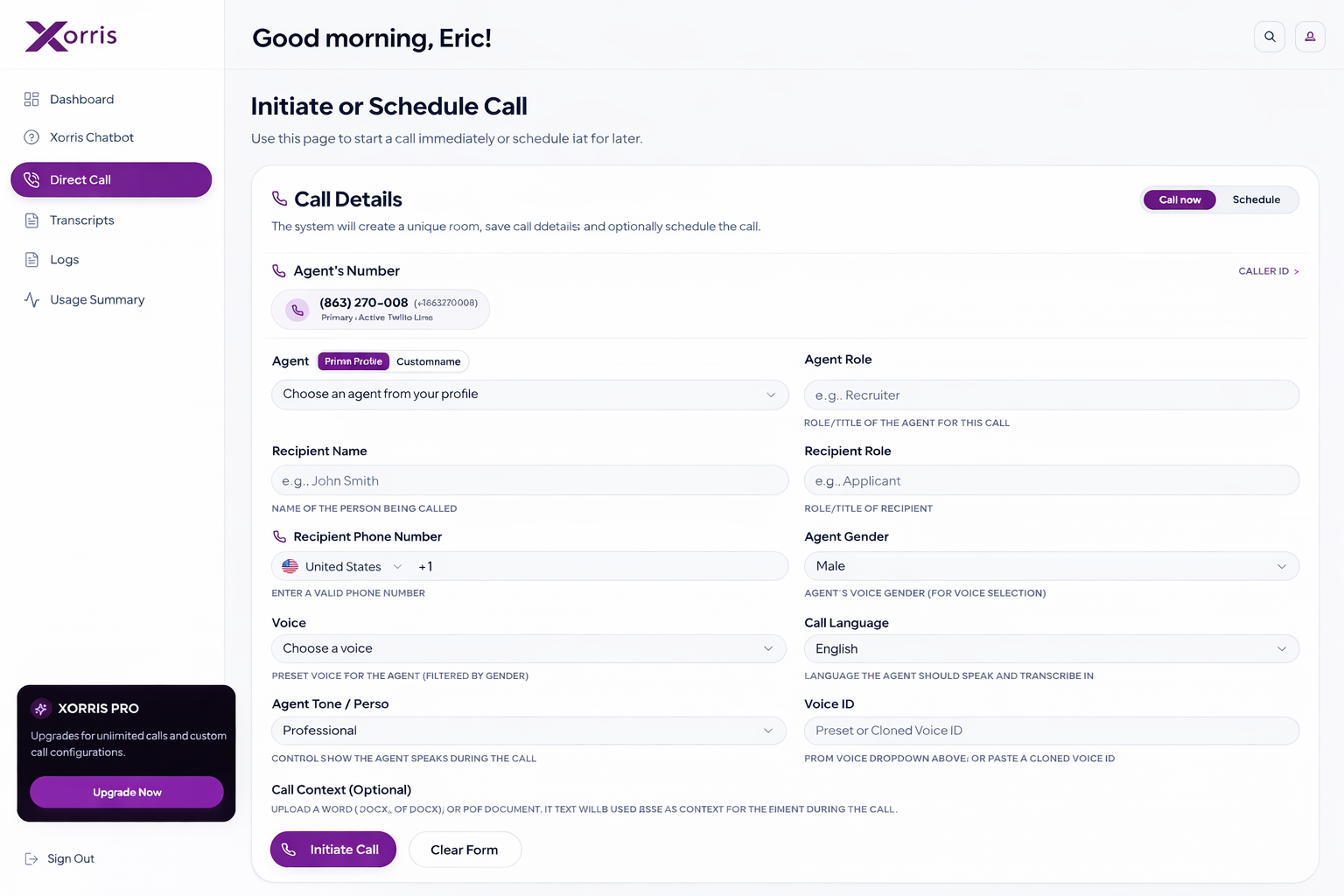 Direct call interface